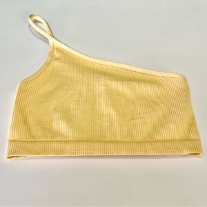Yellow One Shoulder Ribbed Bralette